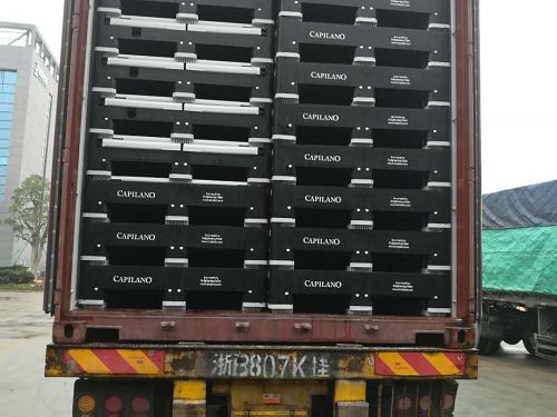 many plastic pallet boxed on the truck many plastic pallet boxed on the truck